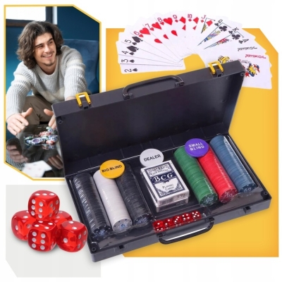 POKER ZESTAW DO GRY W POKERA TEXAS 300 SZT ŻETONÓW WALIZKA KARTY